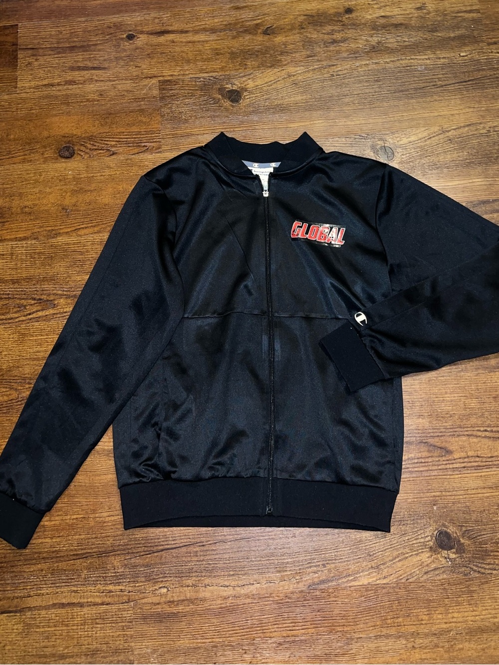 Champion Varsity Cheer Championship Rhinestone Black Bomber Track Jacket Size M